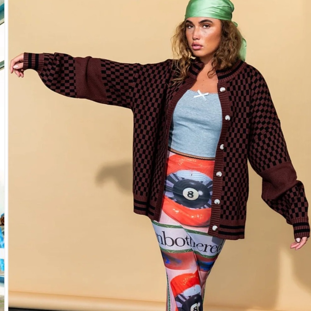 Dressed in LALA Brown Checkered Cardigan